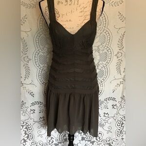 Black Swan Olive Tiered Lace Mini Dress in S